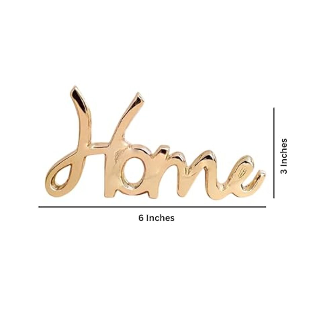 Gold Metal “Home” Tabletop Sign – Decorative Freestanding Home Word Décor