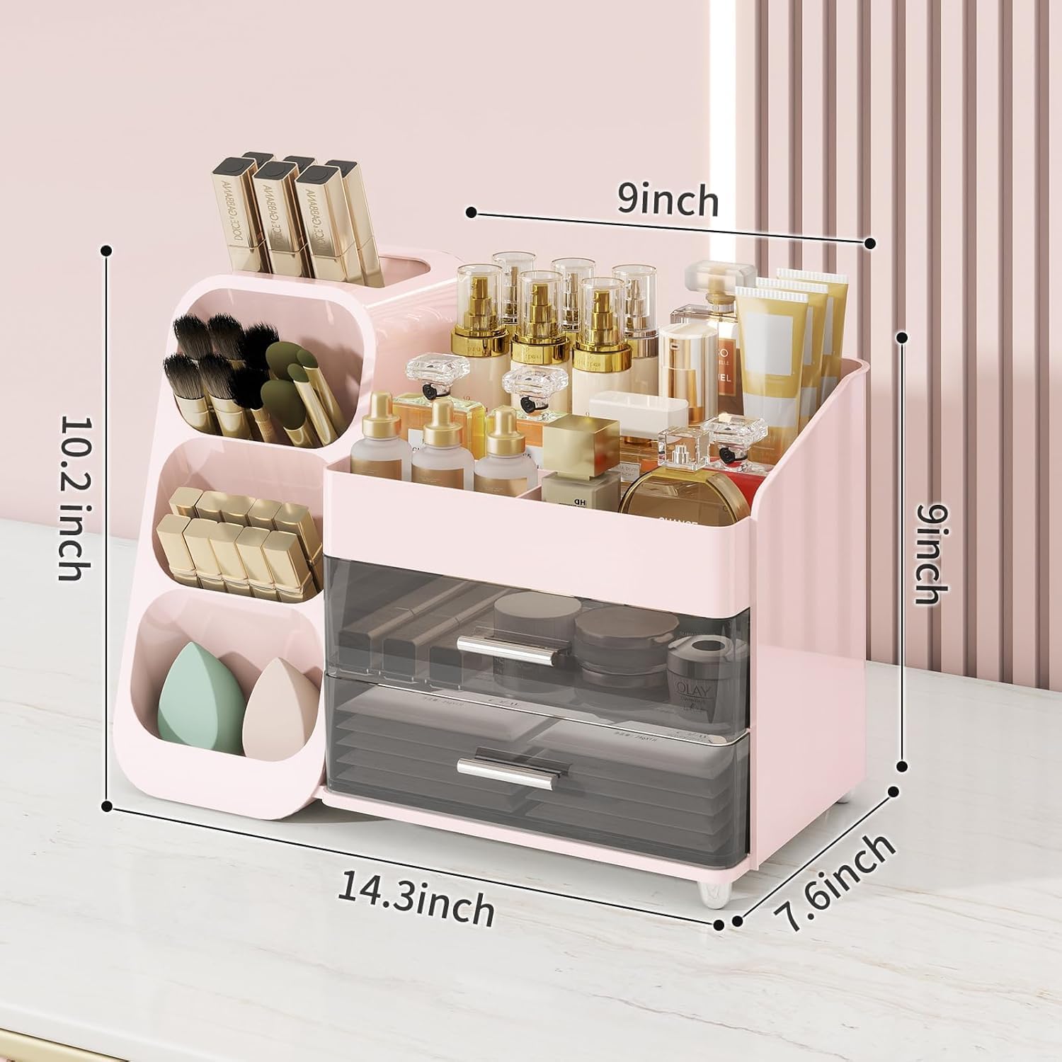 3 Tier Makeup Organizer with Brush Holder