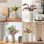 White Ceramic Vase home Decor Set of 3