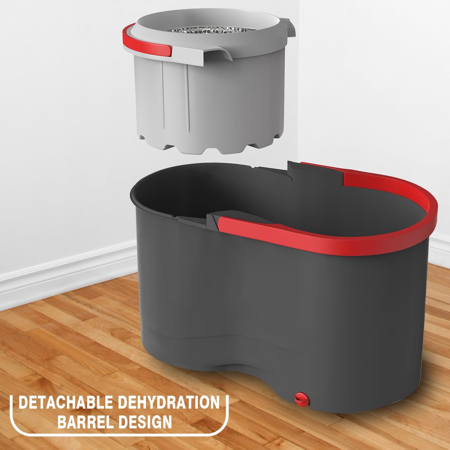 Spin Mop & Bucket Set System – Hands-Free Drying System with Stainless Steel Handle