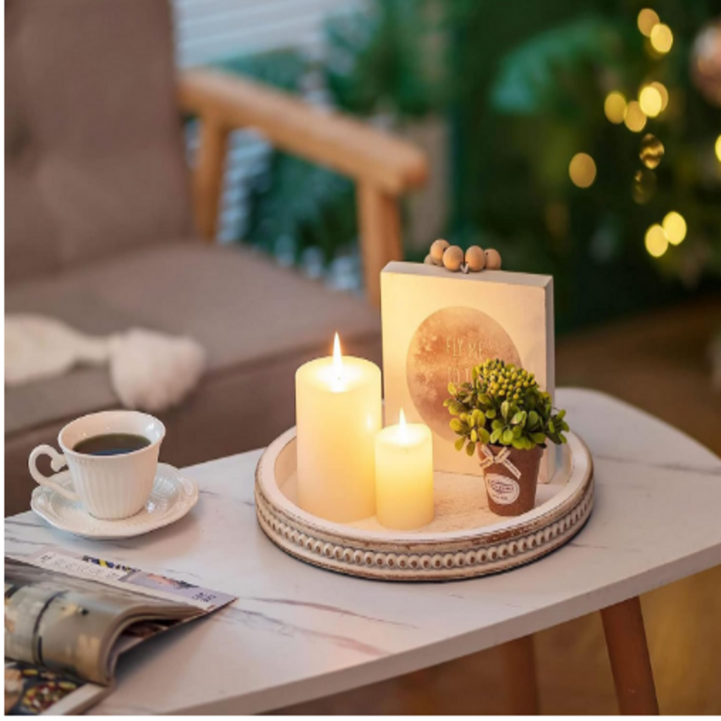 White Wooden Beaded Tray – Home Decor & Serving Tray