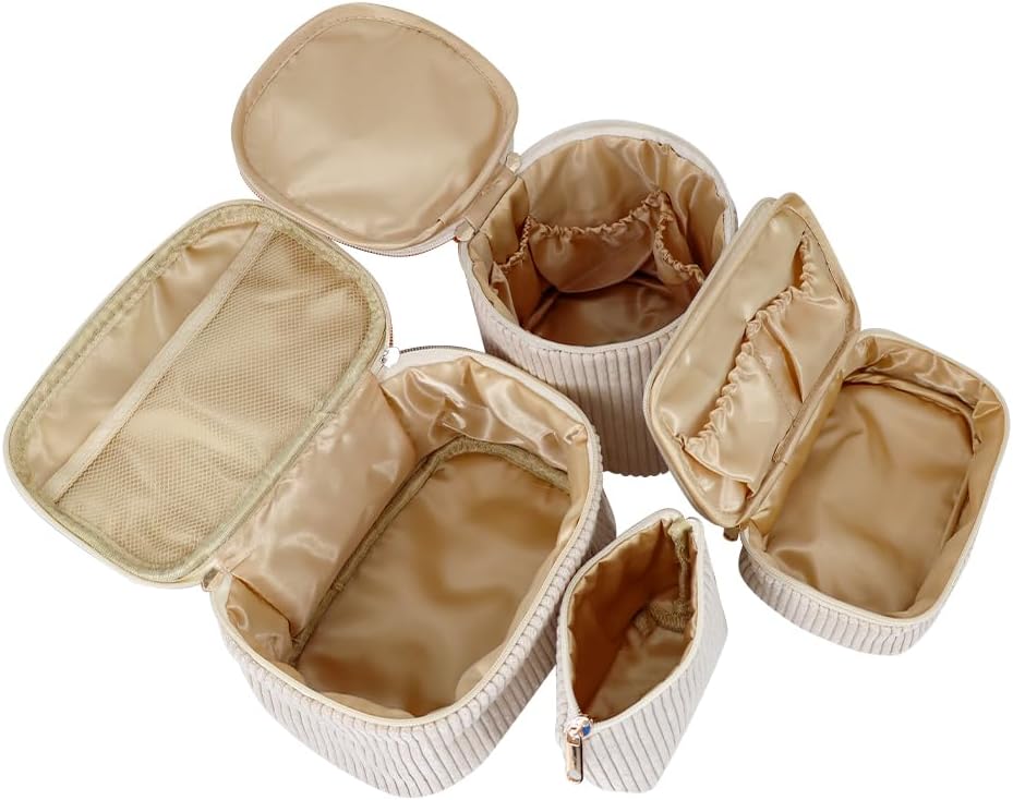 4 Pcs Corduroy Makeup Bag Set