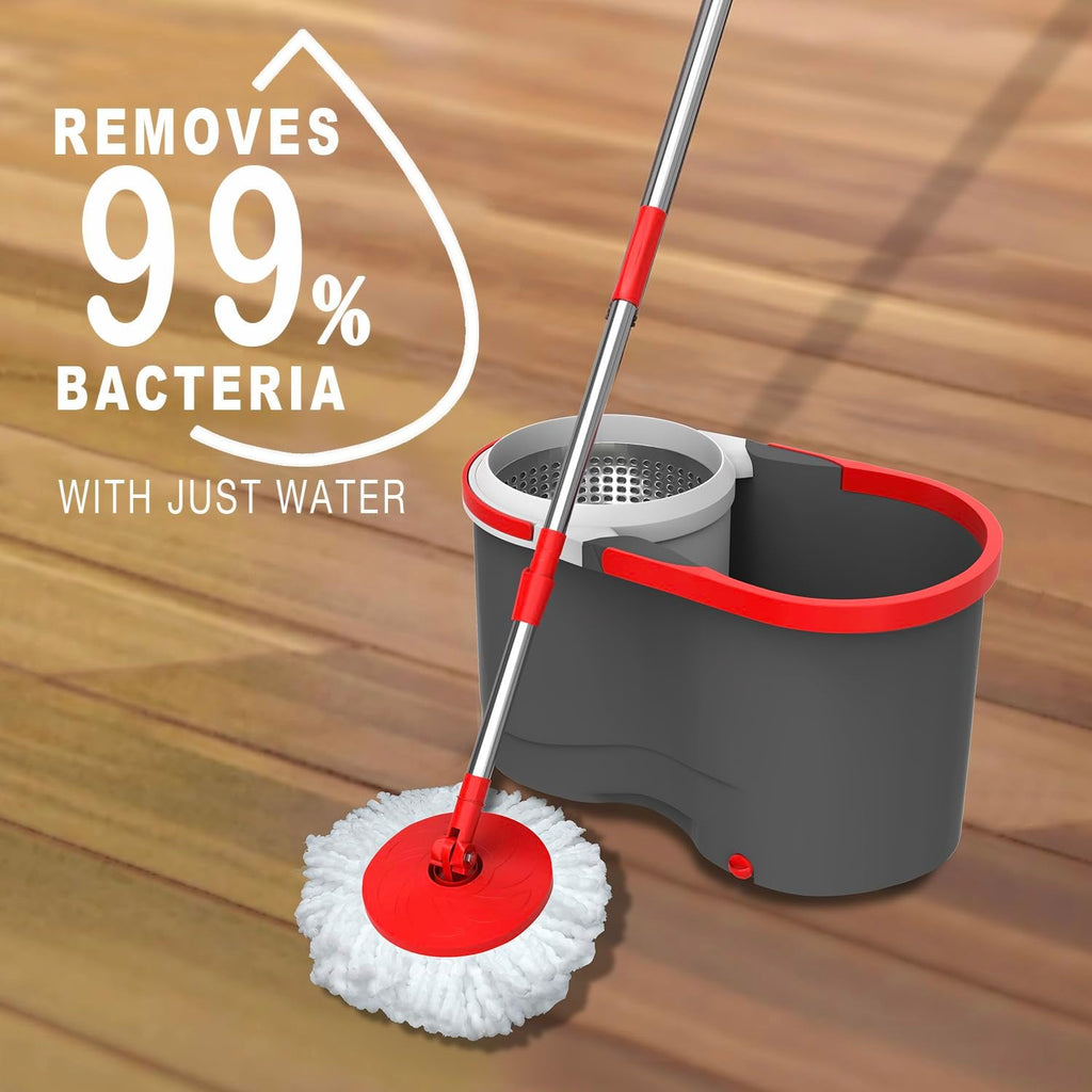 Spin Mop & Bucket Set System – Hands-Free Drying System with Stainless Steel Handle