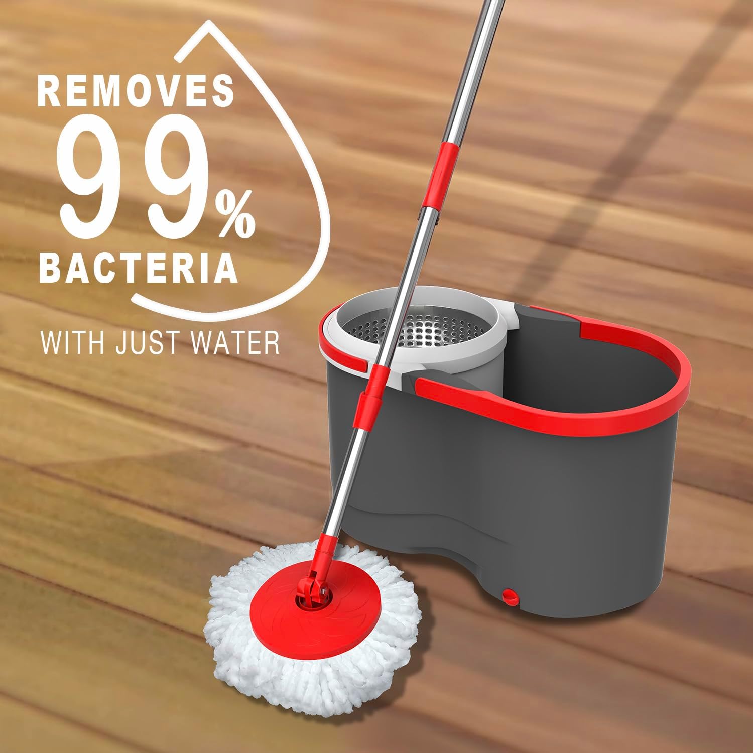 Spin Mop & Bucket Set System – Hands-Free Drying System with Stainless Steel Handle