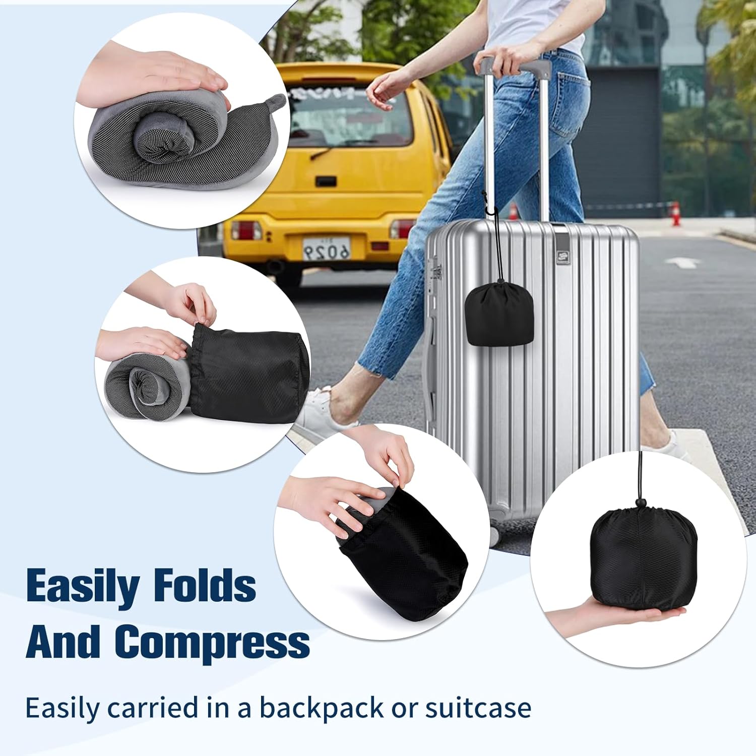 Memory Foam Travel Neck Pillow for Airplanes