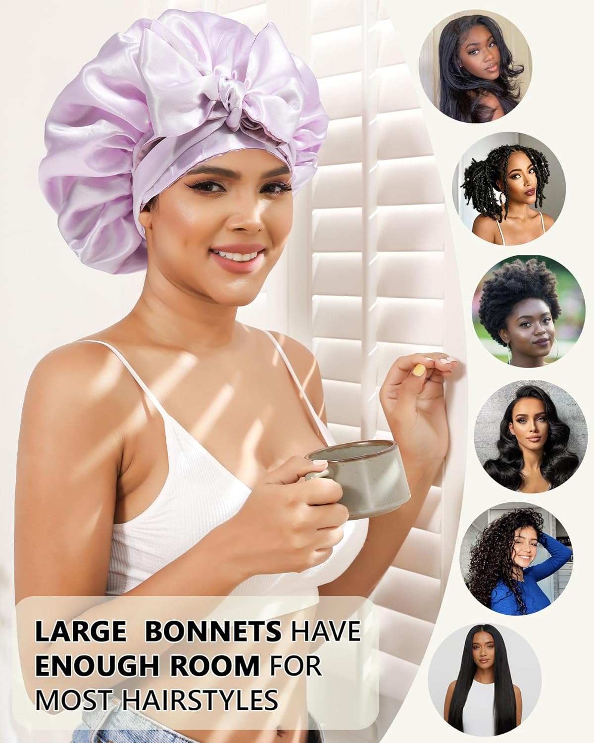 Silk Hair Wrap with Tie Band for Curly Hair