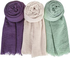 3 Pieces Soft Cotton Linen Shawl Wrap