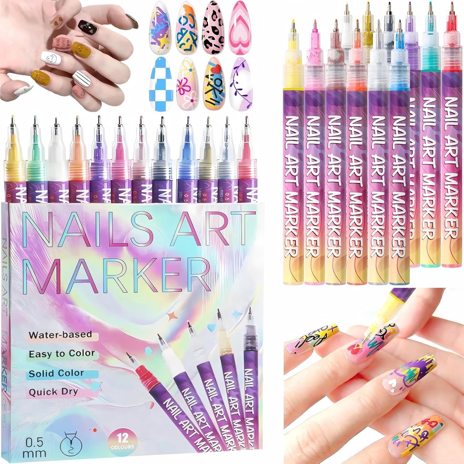 12 Colors Quickly Dry Nail Art Tools Set 