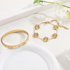 18K Gold Plated Clover Bracelet Set for Women