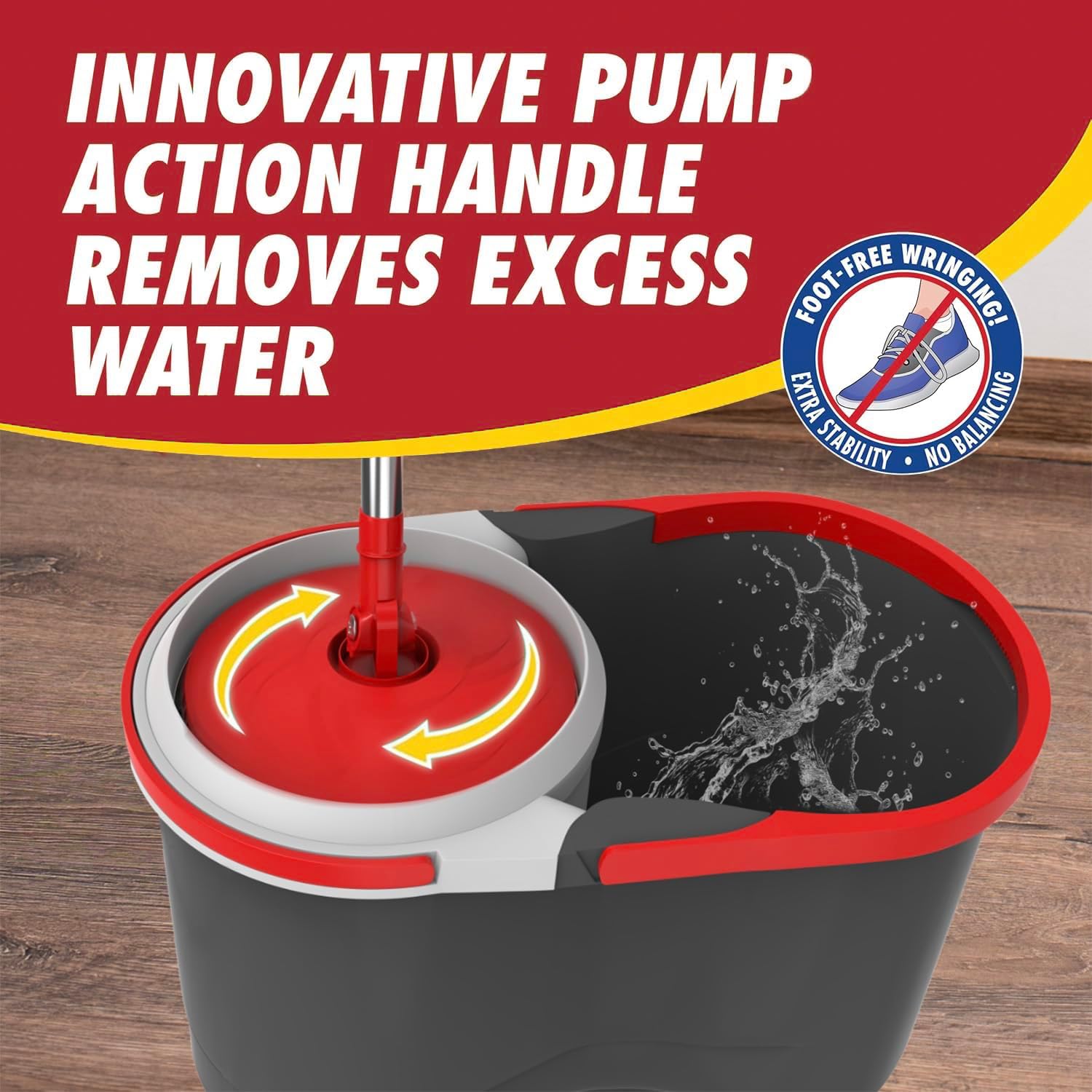 Spin Mop & Bucket Set System – Hands-Free Drying System with Stainless Steel Handle