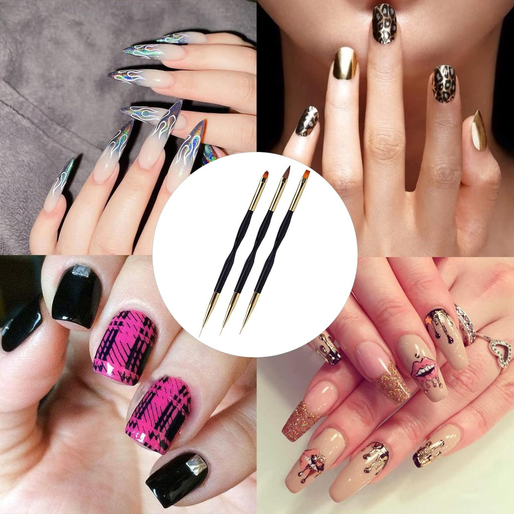Nail Brush Set for Gel & Acrylic Nails 3 Pcs