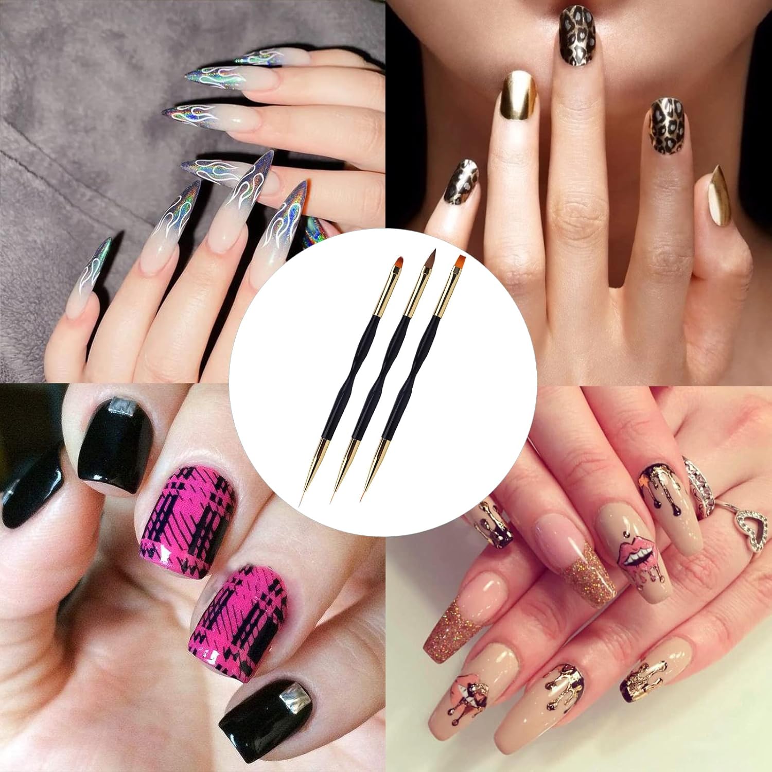 Nail Brush Set for Gel & Acrylic Nails 3 Pcs