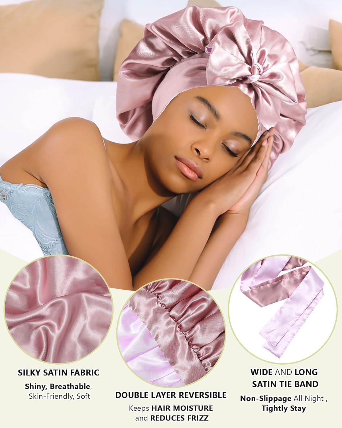 Silk Hair Wrap with Tie Band for Curly Hair