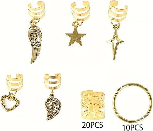 Hippie Style Hair Rings Set – 35 Pcs