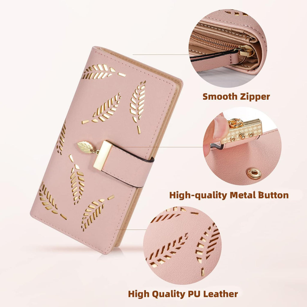 Elegant Leather Card Holder Purse with Zipper