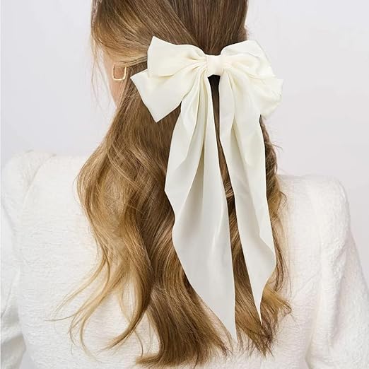 Silky Satin Hair Bows for Women 2 Pcs