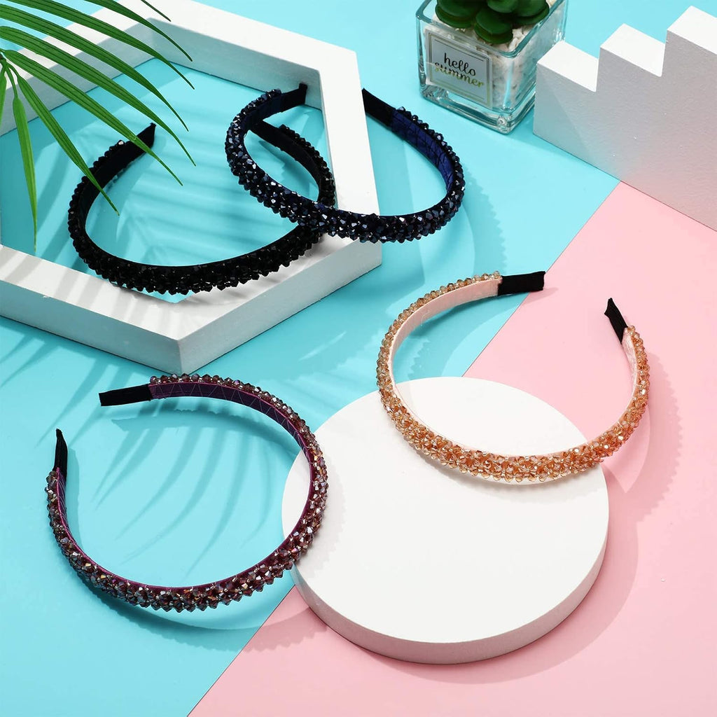 Crystal Beaded Hairband for Women 4 Pcs