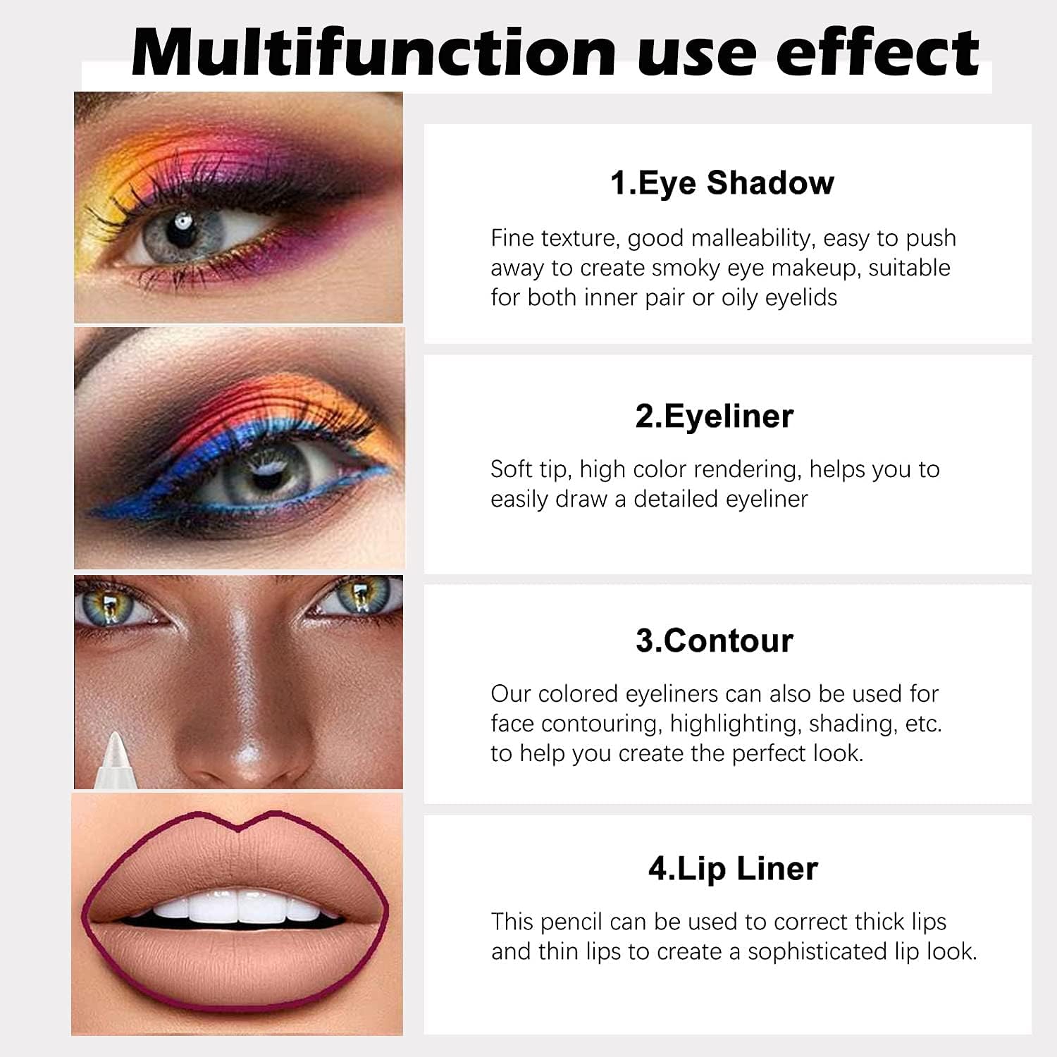 Gel Glitter Eyeliner Pencils Set