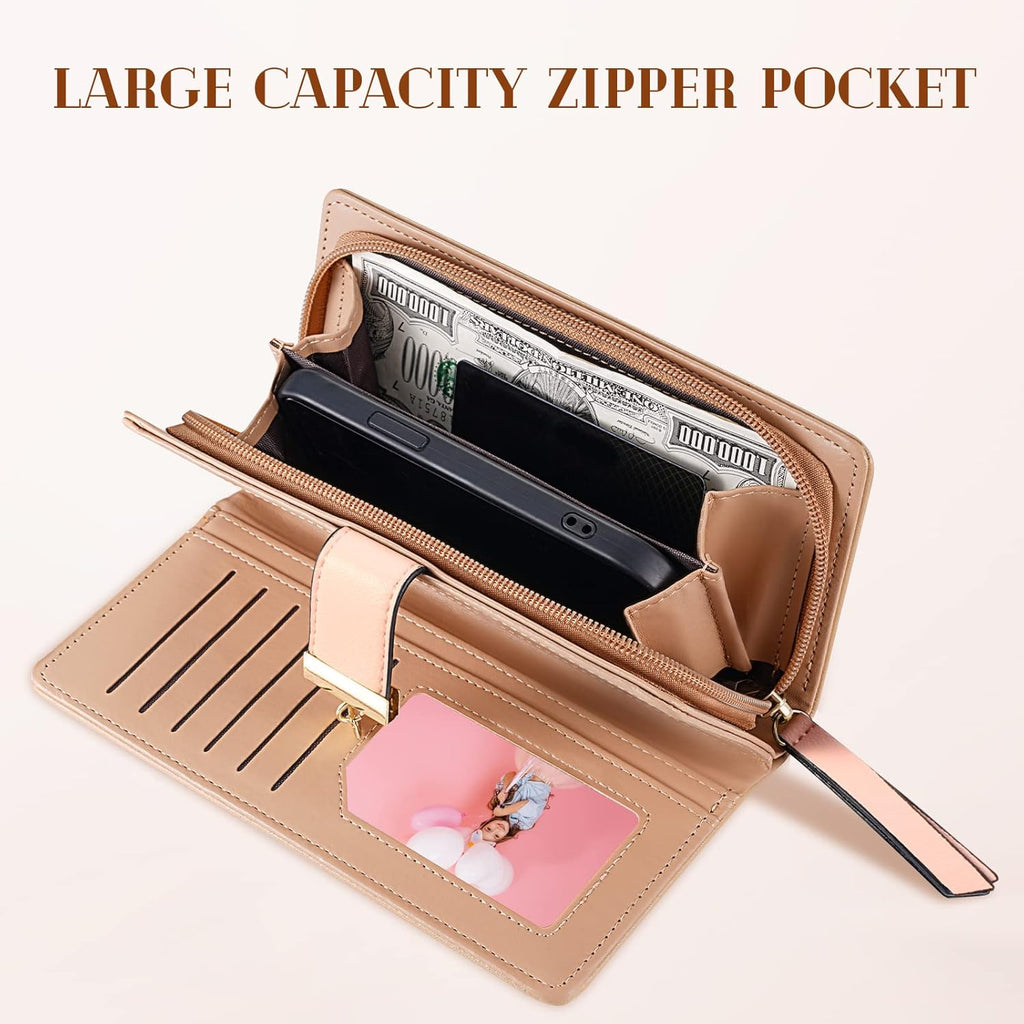 Elegant Leather Card Holder Purse with Zipper