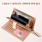 Elegant Leather Card Holder Purse with Zipper