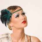 Vintage Green Flapper Headband with Crystals