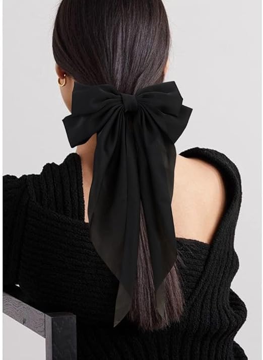 Silky Satin Hair Bows for Women 2 Pcs