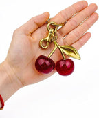 Glitter Cherry Bag Charm with Key Ring & Clip