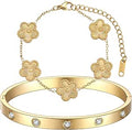 18K Gold Plated Clover Bracelet Set for Women