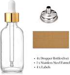 4 Pack Empty Glass Dropper Bottles