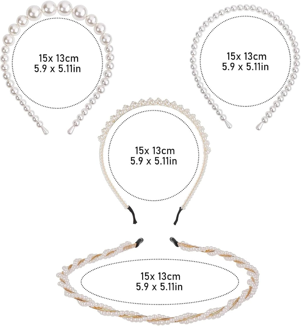 White Artificial Pearl Hair Hoops for Women
