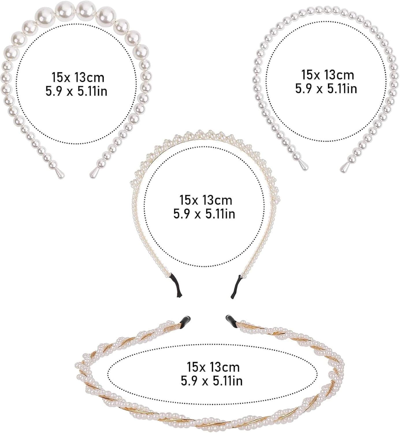 White Artificial Pearl Hair Hoops for Women