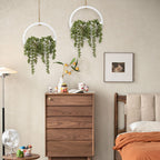 2 Pcs Artificial Hanging Plants with Wood Pot