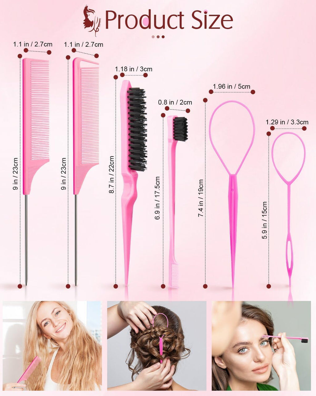 Hair Styling Combs Set 8 Pcs