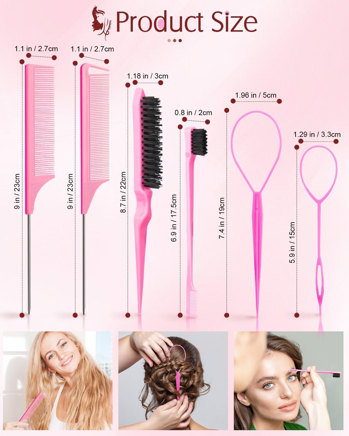 Hair Styling Combs Set 8 Pcs