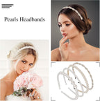 White Artificial Pearl Hair Hoops for Women