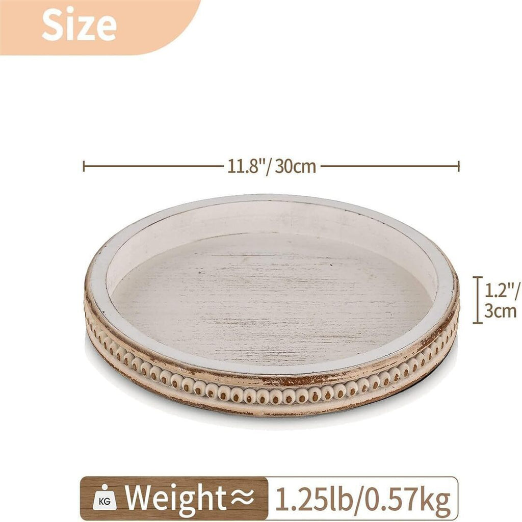 White Wooden Beaded Tray – Home Decor & Serving Tray
