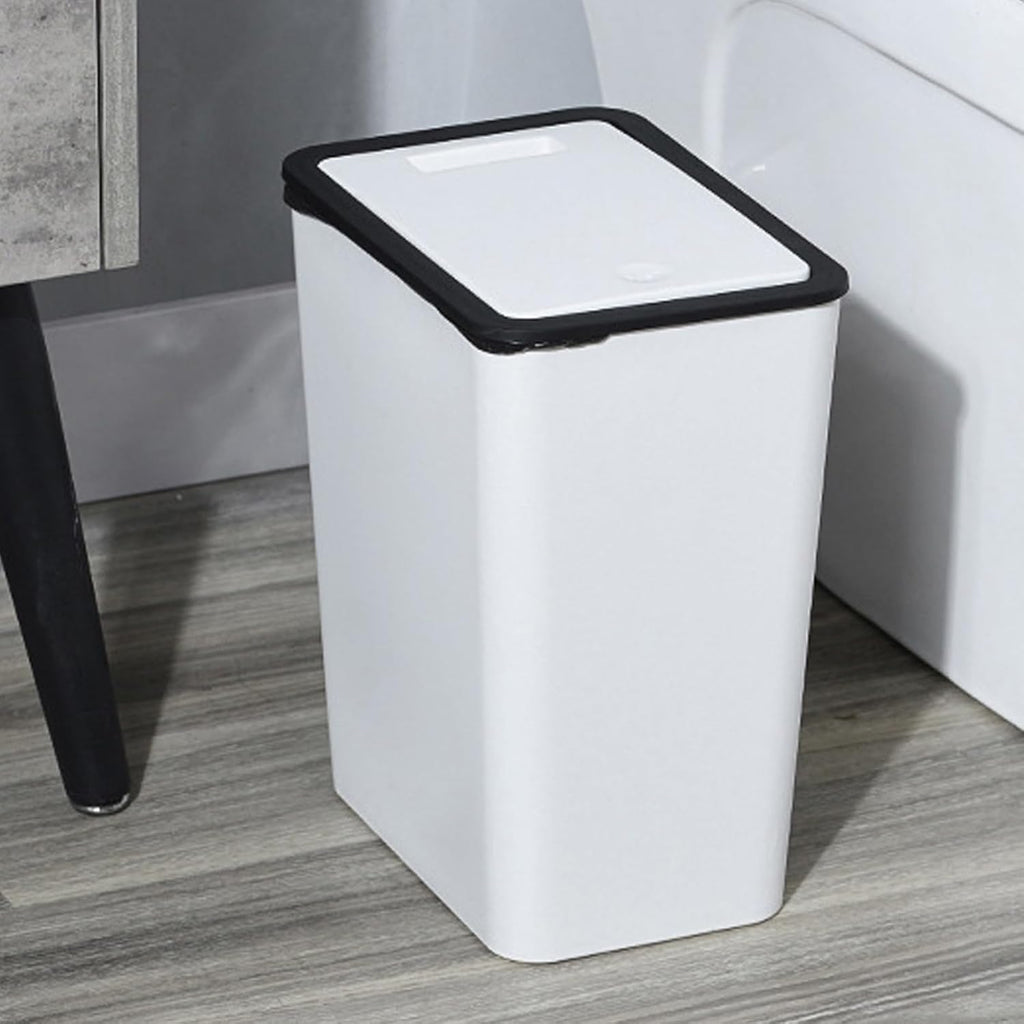 Slim Trash Bin with Lid – 13L Press Top Waste Bin for Kitchen, Bedroom & Home Use