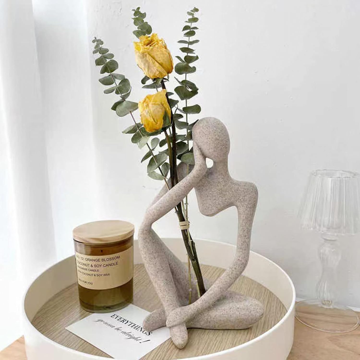 Thinker Statue Sandstone Resin Sculpture