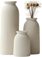 Beige Ceramic Vase Set 3 Pcs Home Decor