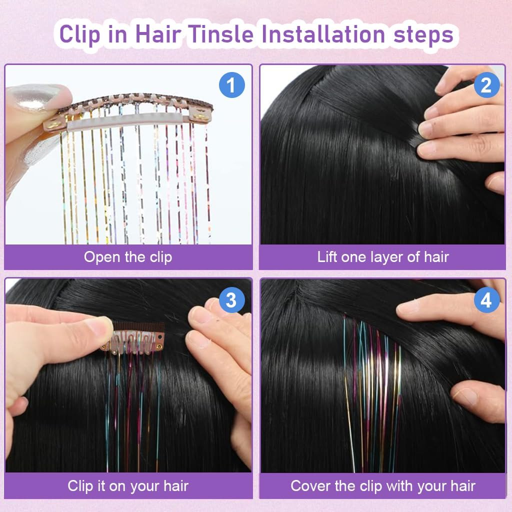 Hair Tinsel Hair Extensions 6 Pcs