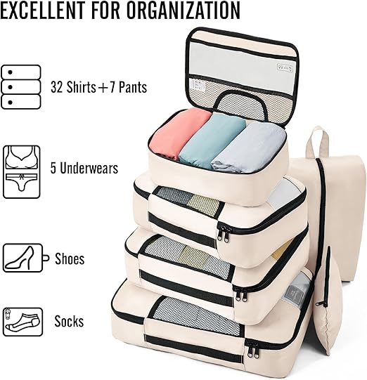 8 Piece Travel Packing Cube Set