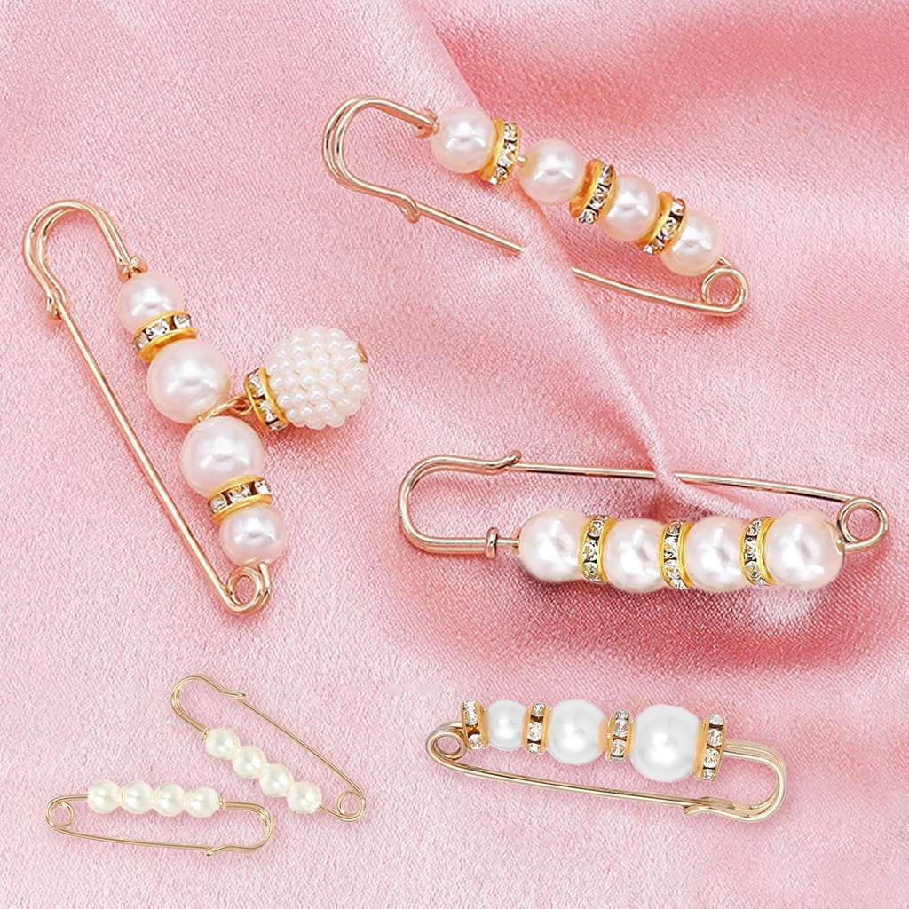 Faux Pearl Brooch Pins for Women 8 Pcs