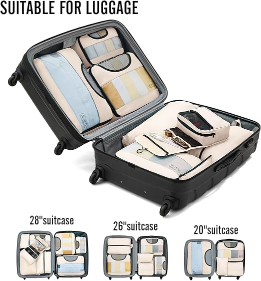 8 Piece Travel Packing Cube Set