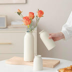 Beige Ceramic Vase Set 3 Pcs Home Decor
