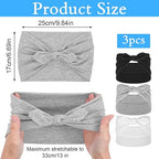 3 Pack Black Bow Headbands for Women