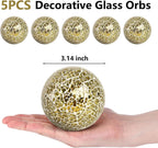Gold Glass Decorative Balls for Bowls 5 Pcs