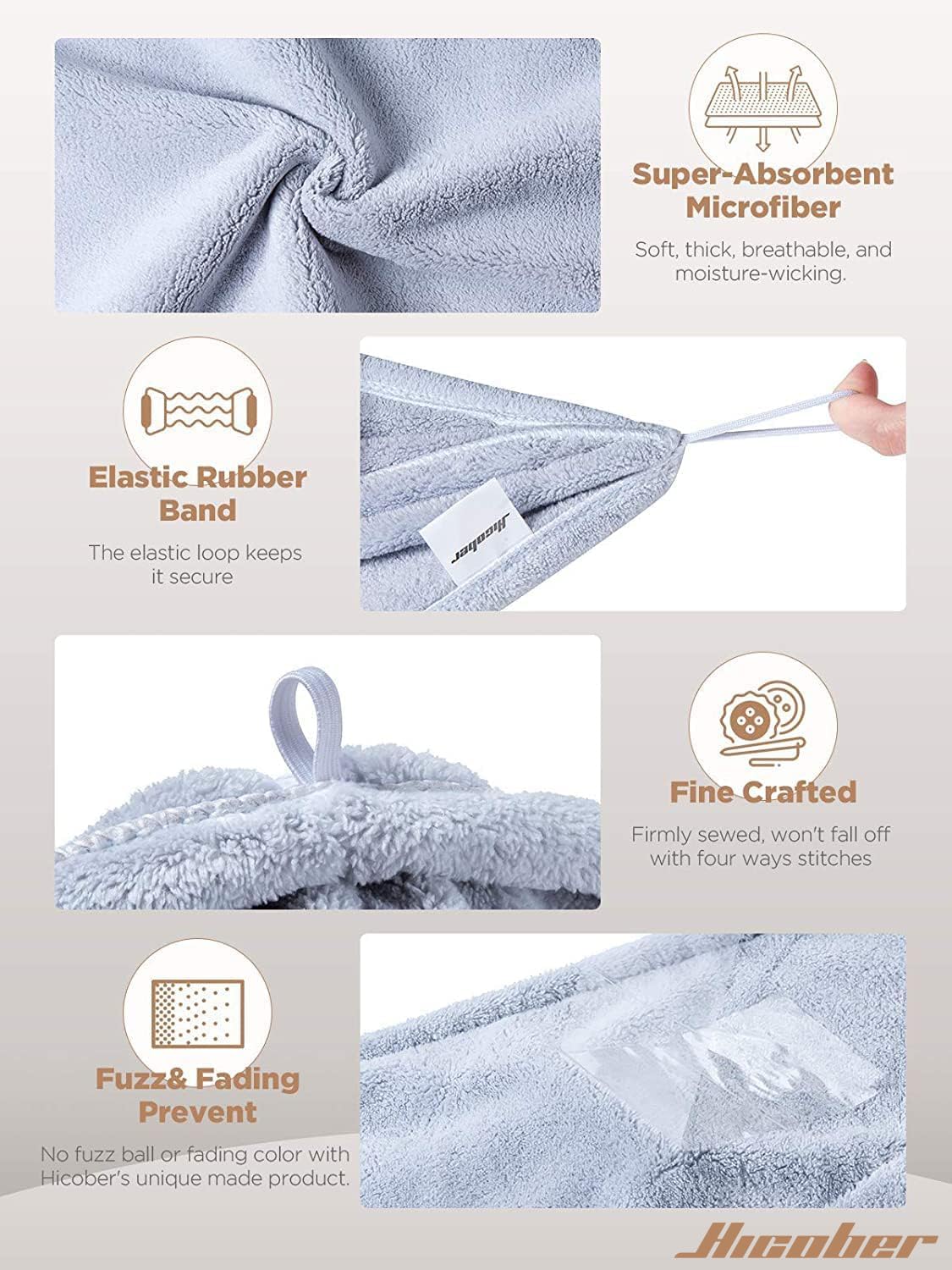 Microfiber Hair Towel for Women 3 Pcs