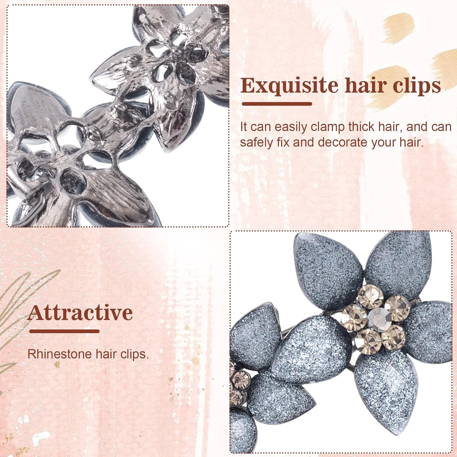 Vintage Rhinestone Hair Clips 2 Pcs