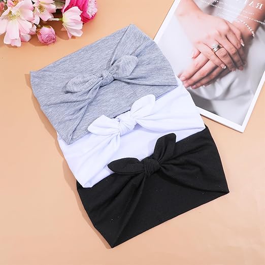 3 Pack Black Bow Headbands for Women