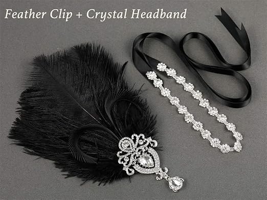 Black Feather Headpiece for Women